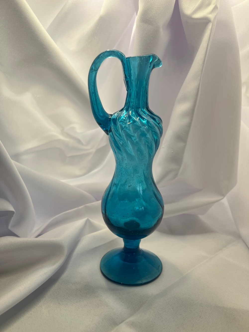 Blue Glass Cruet Pitcher Vase